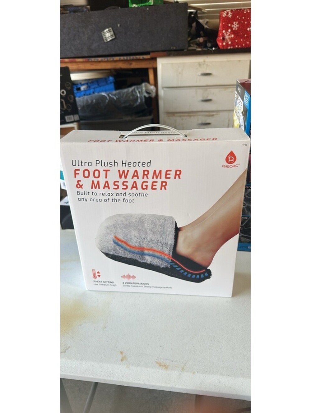 Pursonic Ultra Plush Heated Foot Warmer Massager USB 3 Heat Settings New